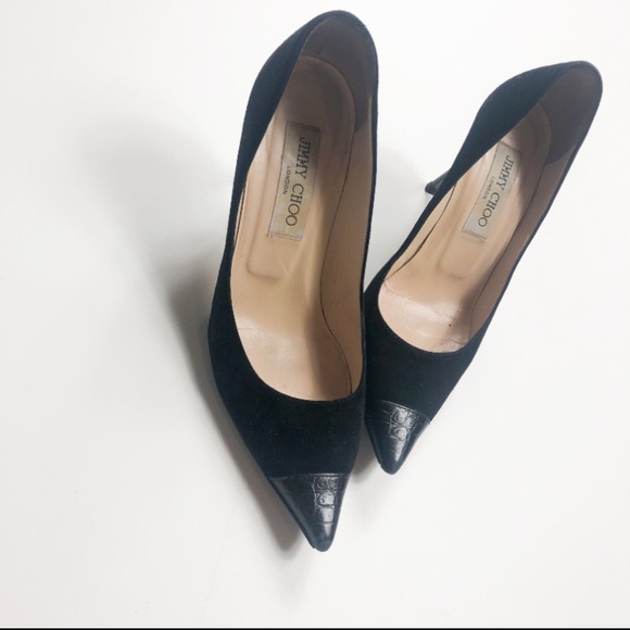 Jimmy Choo Shoes - Pointed Toe Jimmy Choo Pumps Black Snake Toe